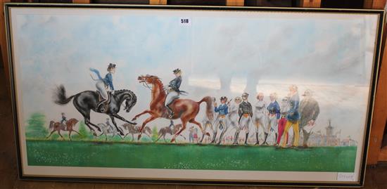 W Owen Ward - The Hunting Party gouache/water colour